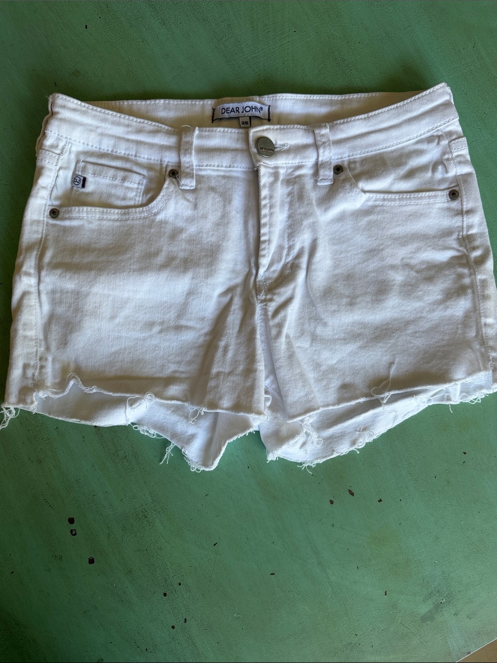Dear John White Distressed Cutoff Denim Shorts